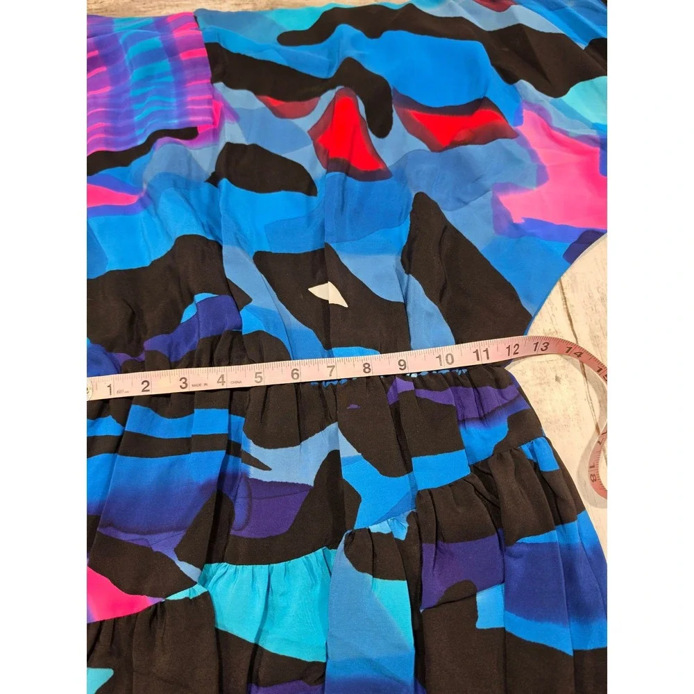 Vtg 80s Babacho for Nicole Hand Painted Silk Dress & Matching Scarf Set Art